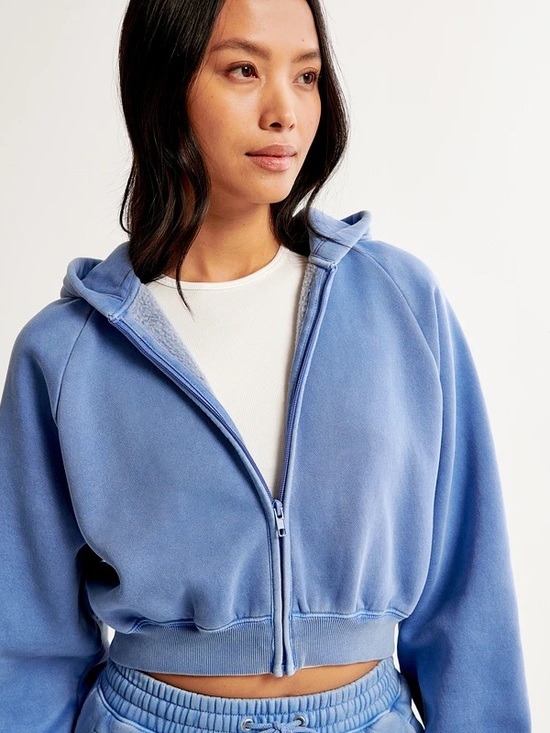 Abercrombie & Fitch Tops - Abercrombie & Fitch Cropped Hoodie in Light Blue